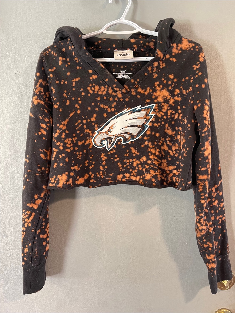 Fanatics Philadelphia Eagles Cropped Acid Splatter Hoodie Size M